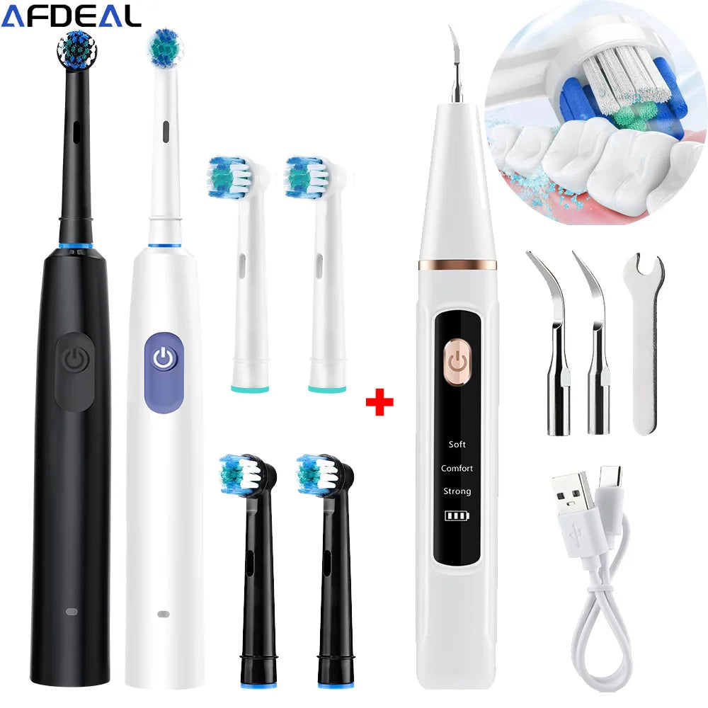Professional Ultrasonic Dental Scaler and Electric Toothbrush Set - 1