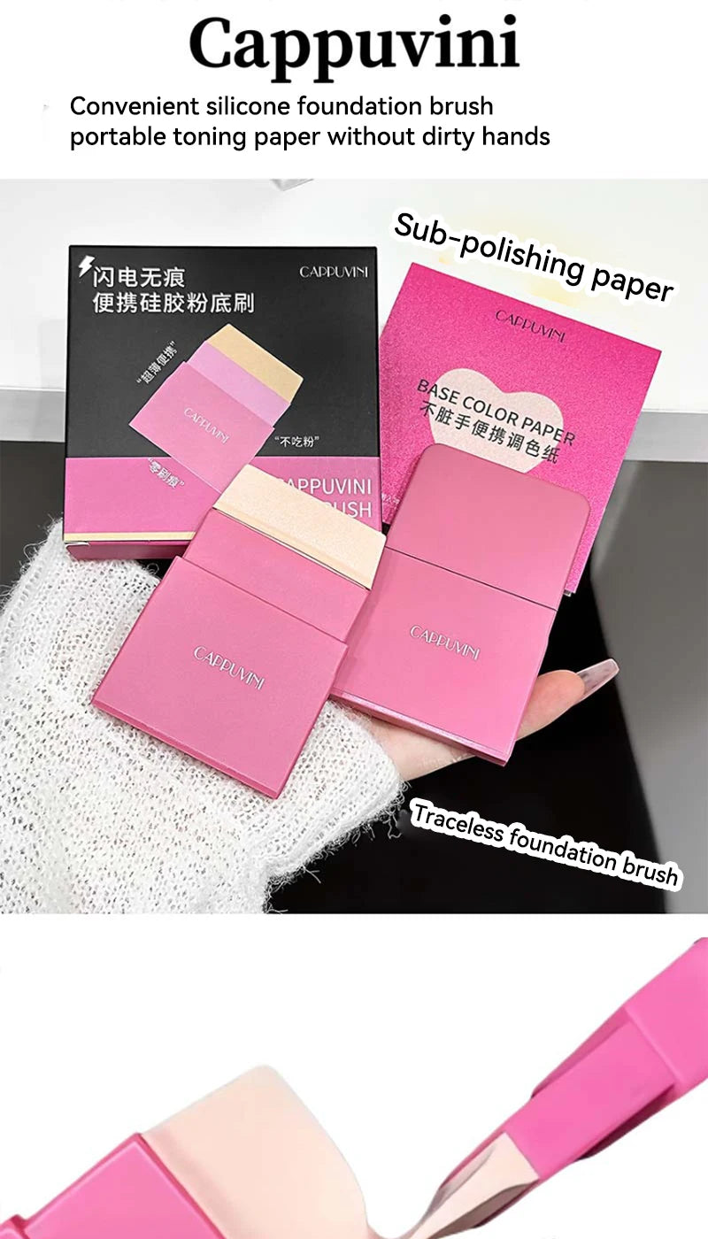 Portable Silicone Foundation Brush and Color Palette Set - 7