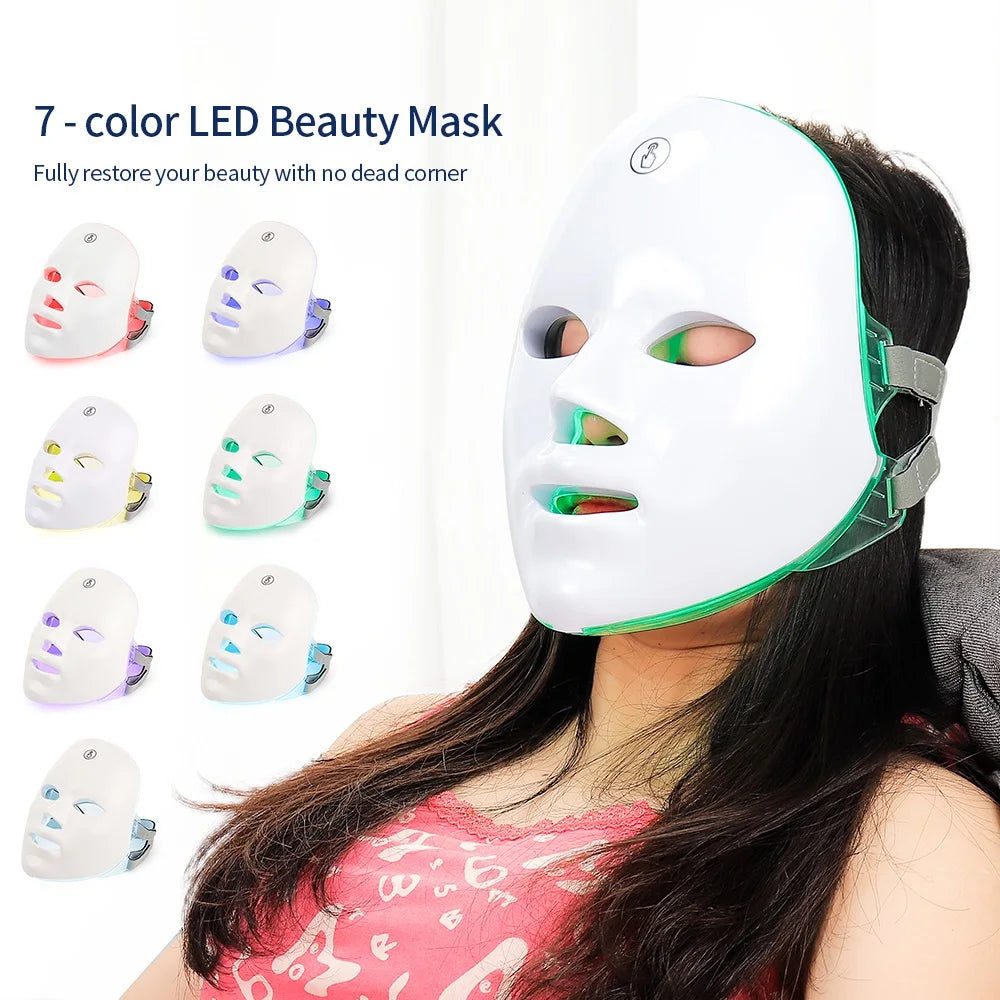 7-Color LED Photon Light Therapy Facial Mask - 7