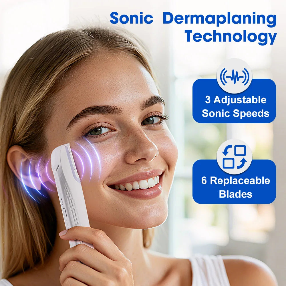 Sonic Rechargeable Facial Dermaplane Razor for Smooth Skin - 3