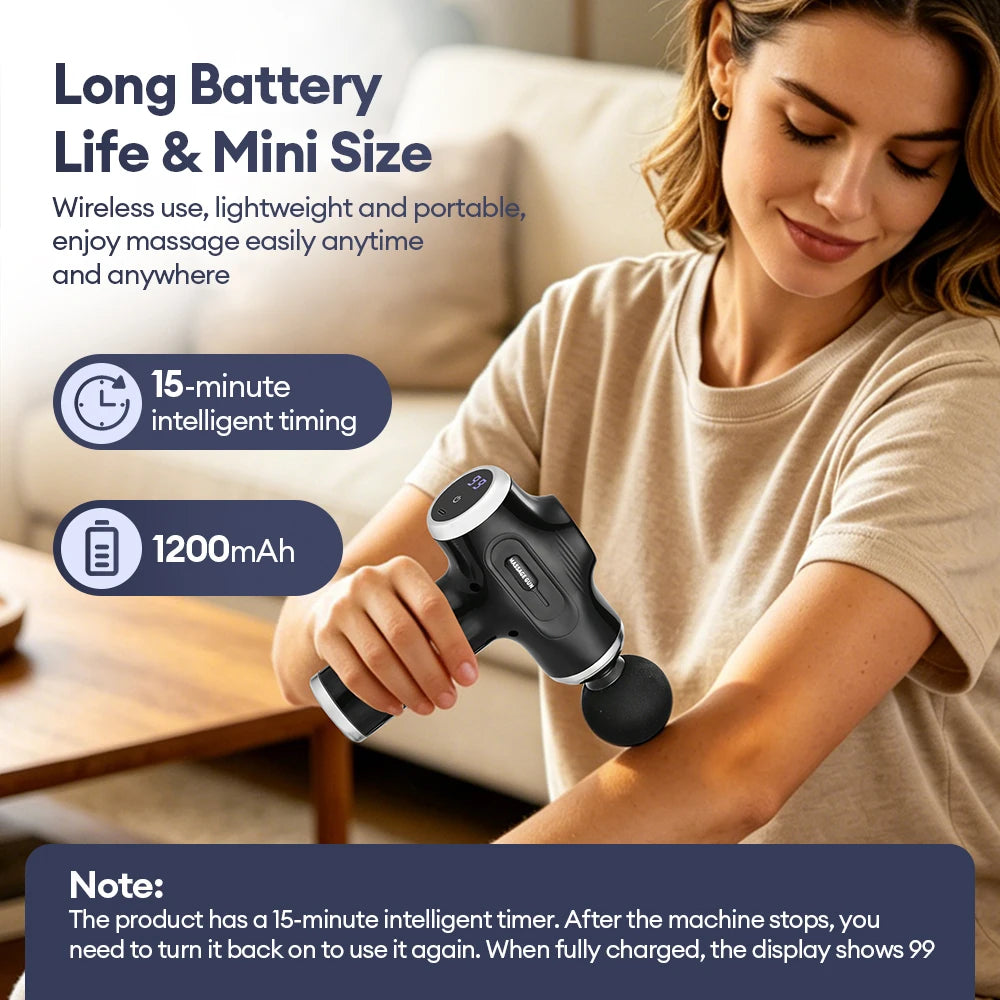 Portable Deep Tissue Percussive Massage Gun with 10 Attachments - 18