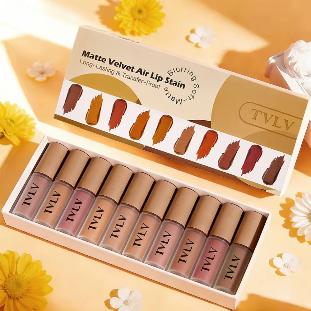 10-Color Velvet Matte Lip Gloss Set - 17