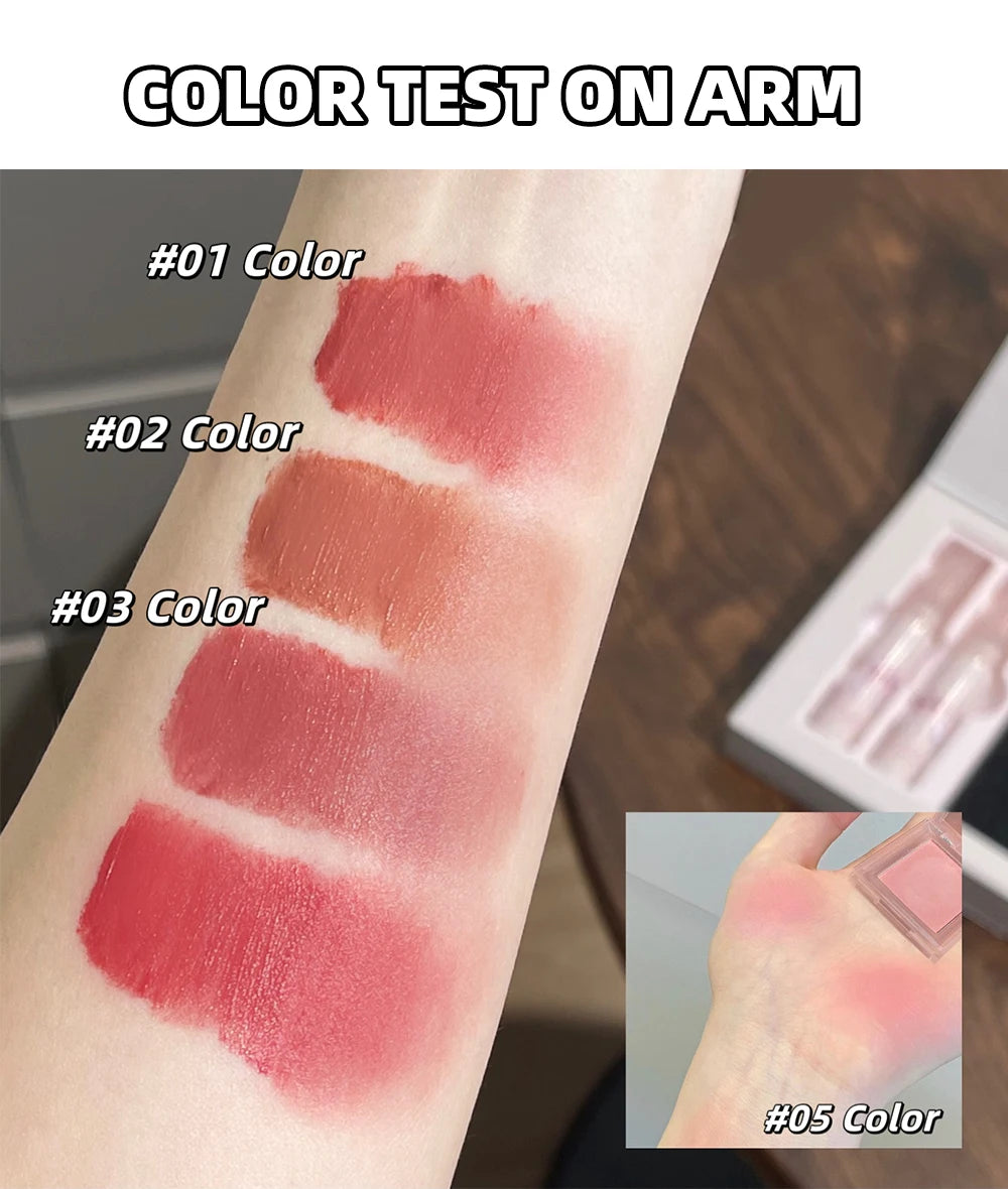 6-Piece Matte Lipstick and Blush Makeup Set with Necklace - 16