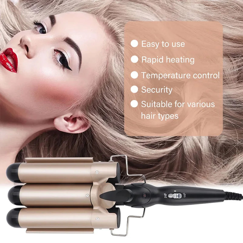 3-Barrel Professional Hair Waver for Beachy Waves - 6