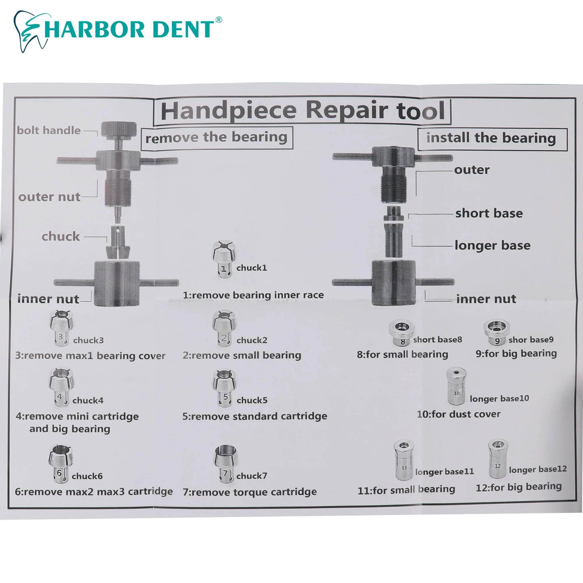 Dental Handpiece Repair and Bearing Maintenance Tool Set - 6