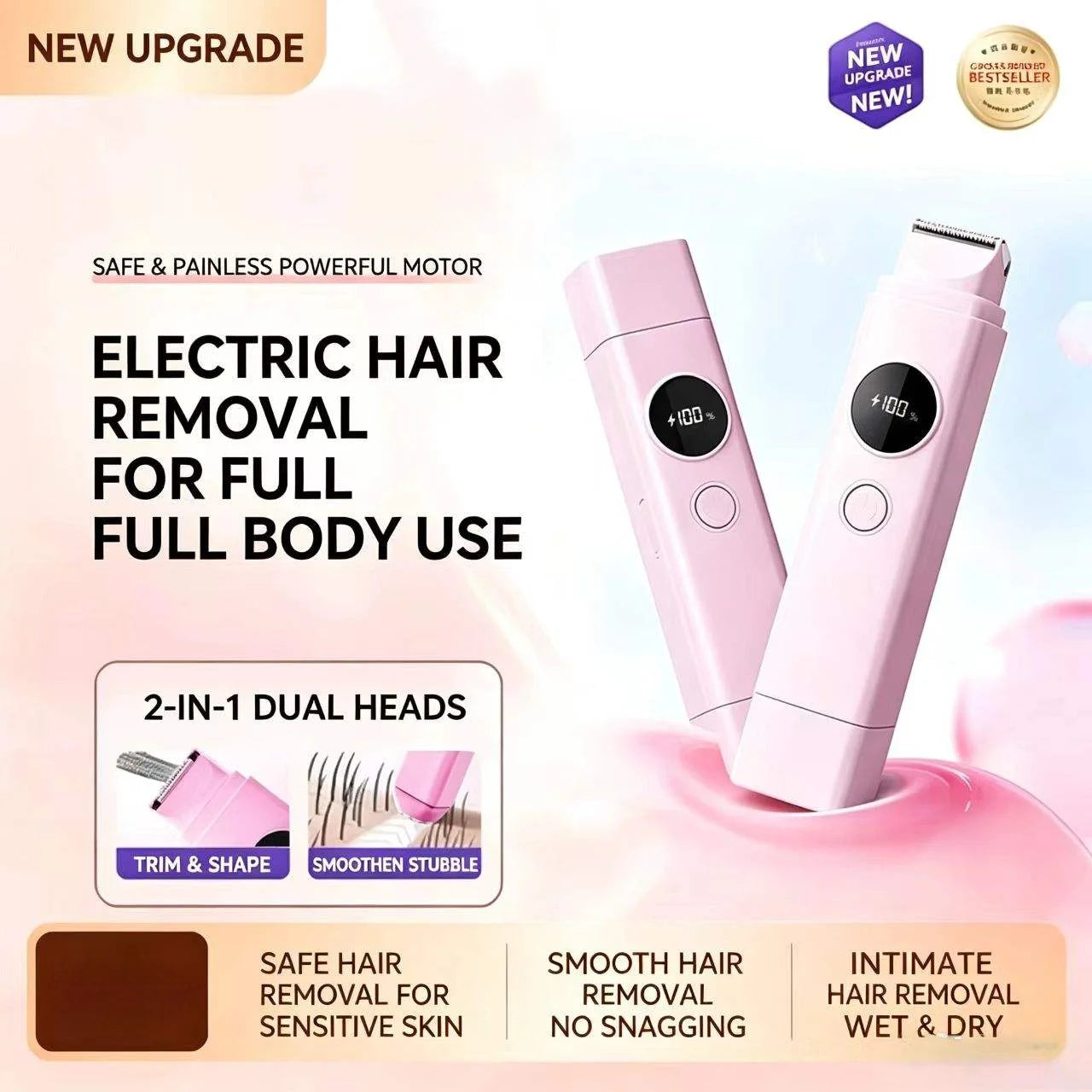 2-in-1 Painless Electric Hair Remover for Face and Body - 5