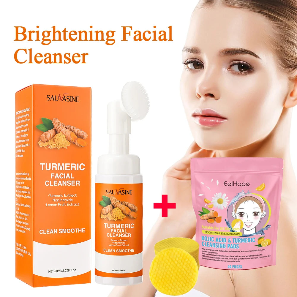 Turmeric and Kojic Acid Brightening Face Cleanser and Pad Set - 1