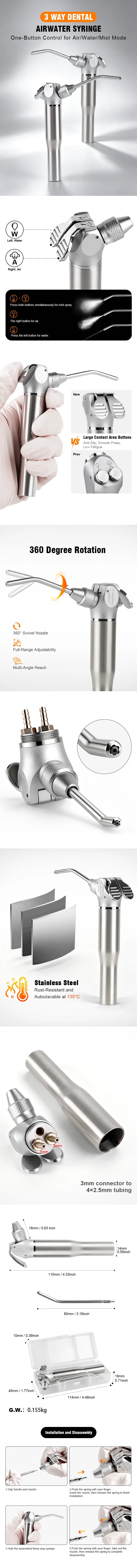3-Way Dental Air Water Syringe Tool for Dental Chairs - 7