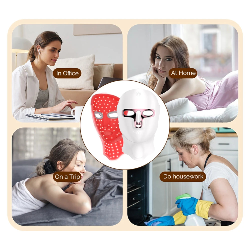 7-Color LED Light Therapy Facial and Neck Mask - 23