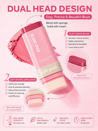 3-in-1 Cream Blush Stick for Cheeks, Lips, and Eyes