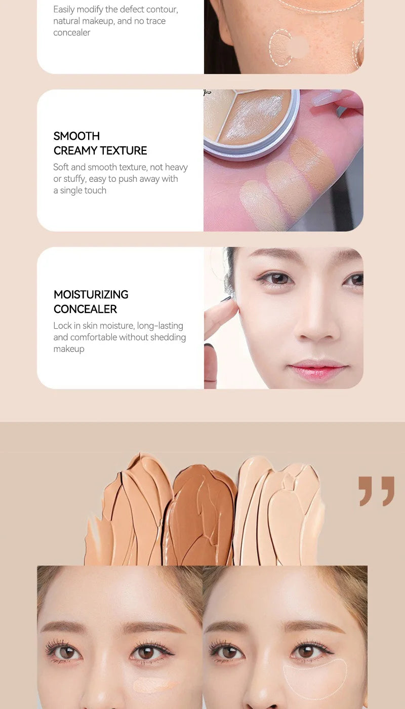 3-Color Cream Concealer Palette for Flawless Skin - 9