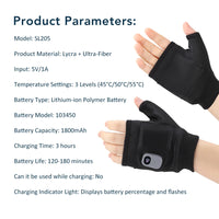 Rechargeable Fingerless Heated Gloves for Cold Hands