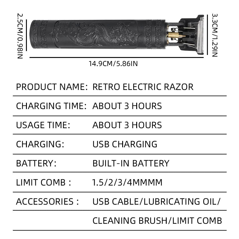 Professional Rechargeable Electric Hair Trimmer for Men - 2