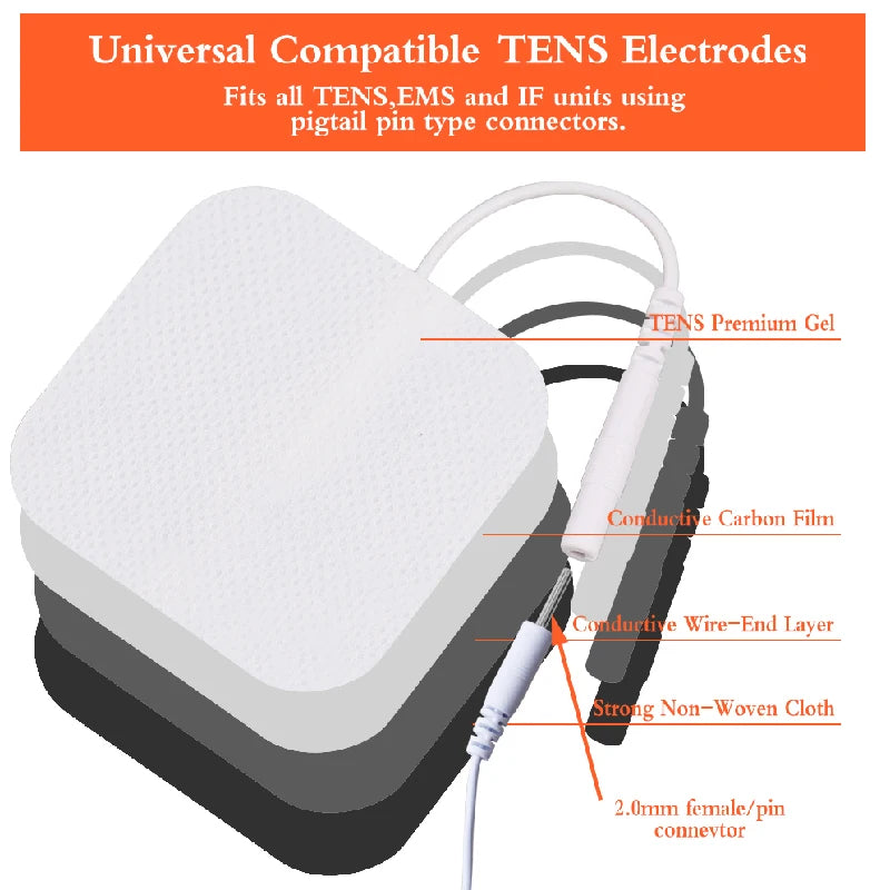 Replacement TENS and EMS Electrode Pads for Muscle Relief - 8