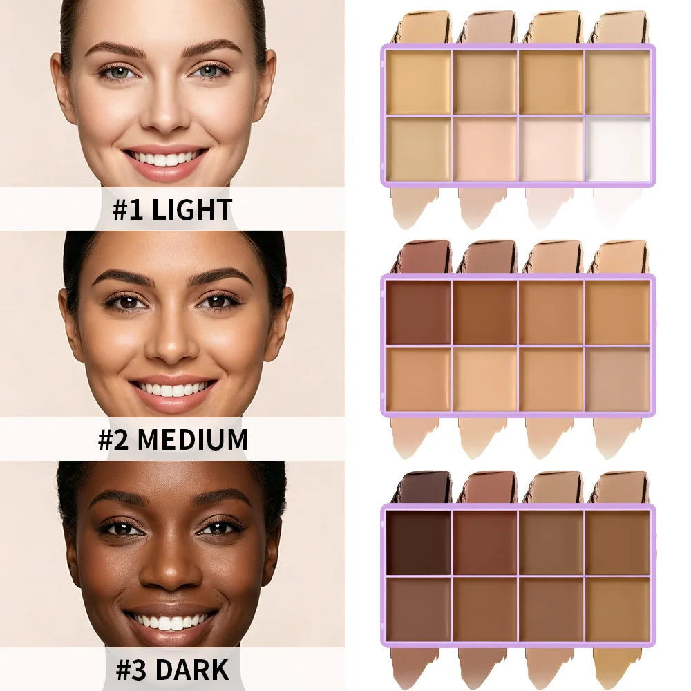 8-Color Professional Cream Concealer and Contouring Palette - 5