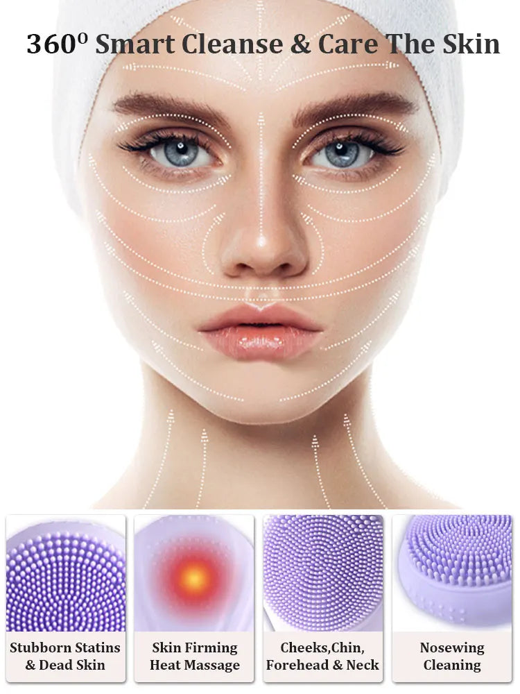 Sonic Electric Facial Cleansing & Anti-Aging Massage Brush - 10