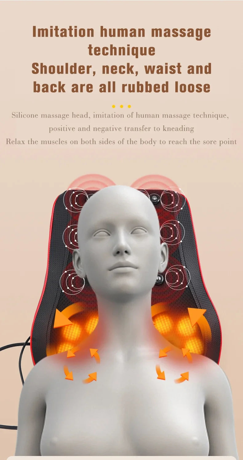 Electric Heated Shiatsu Neck and Back Massage Pillow - 18