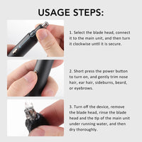 3-in-1 Rechargeable Electric Nose, Ear, and Eyebrow Trimmer Kit