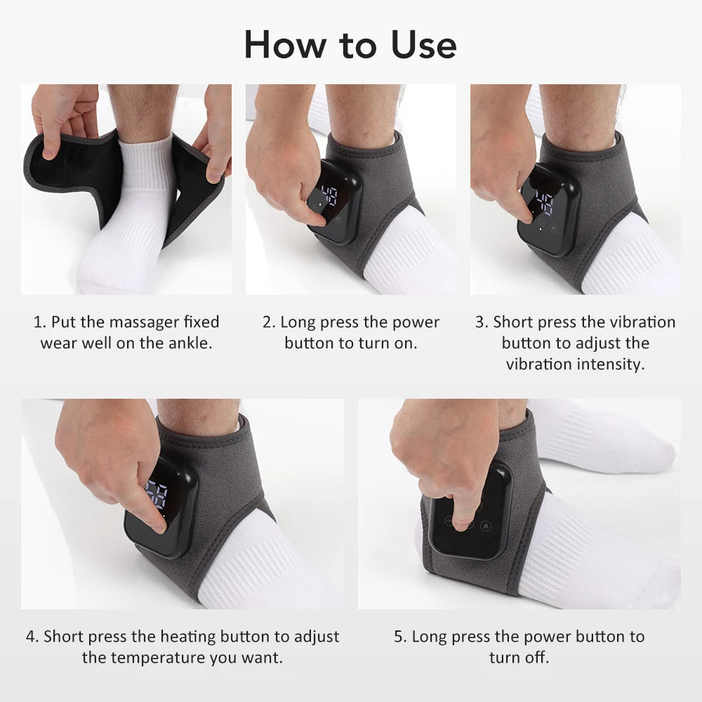 Electric Heated Ankle Brace Massager with Vibration Therapy - 32