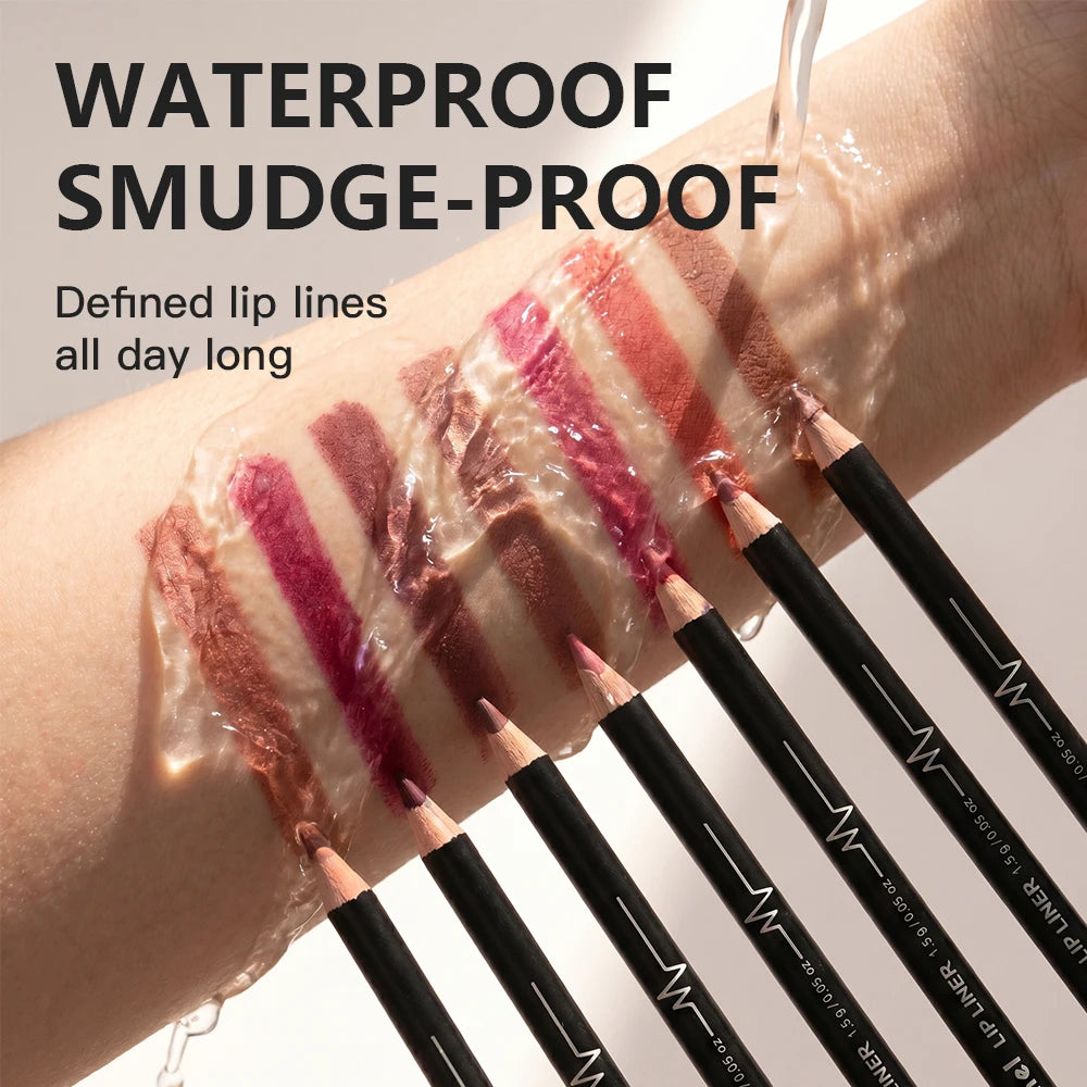12-Piece Waterproof Long-Lasting Lip Liner Pencil Set - 6