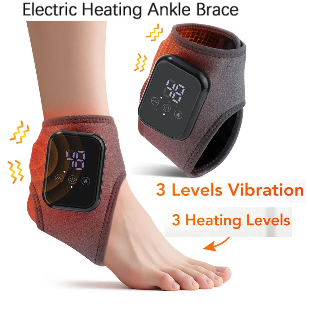 Electric Heated Ankle Brace Massager with Vibration Therapy - 36