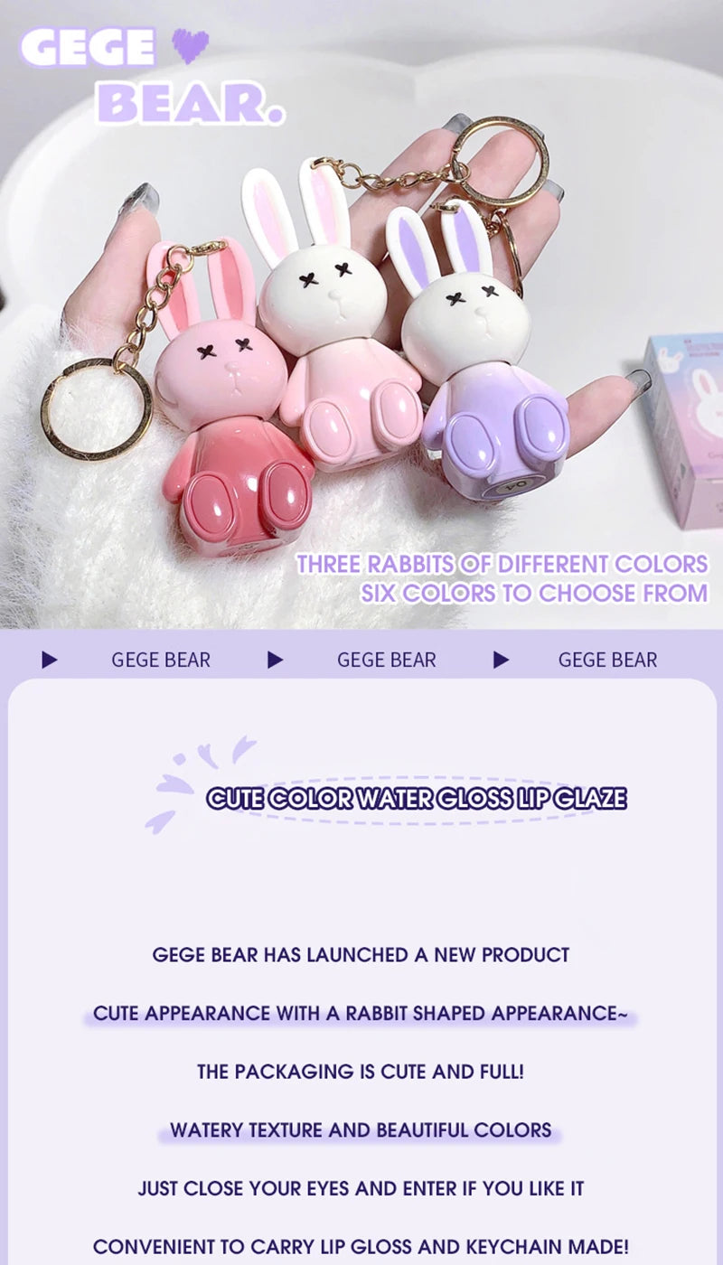 Hydrating Bunny Keychain Glossy Lip Lacquer - 7