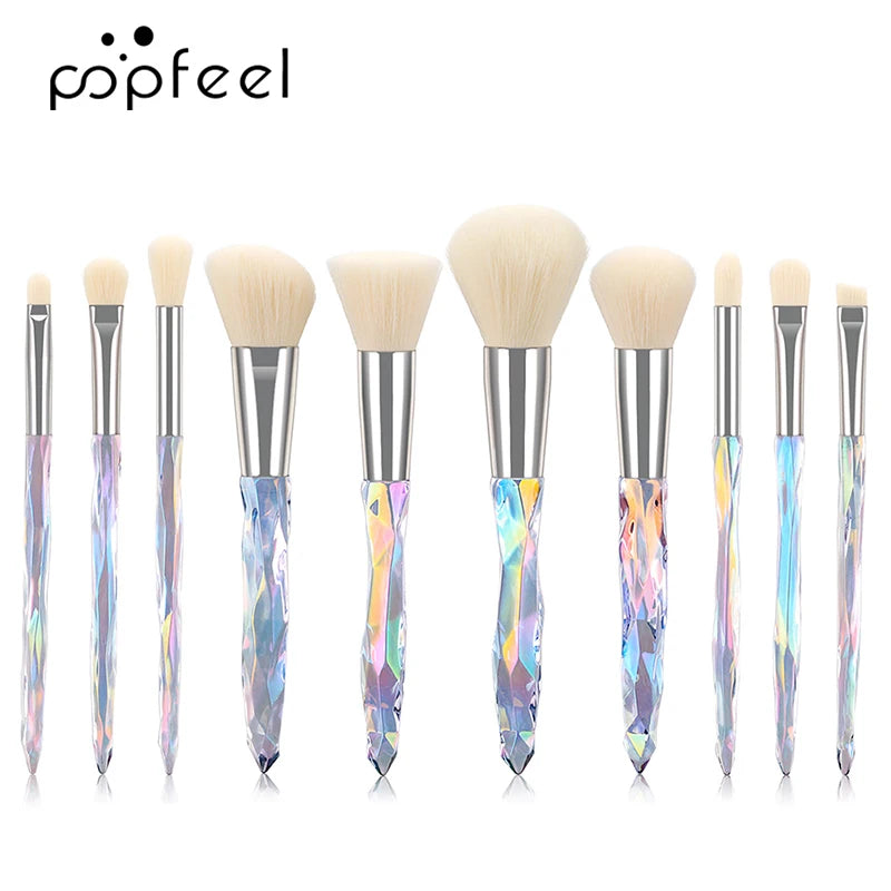 10-Piece Crystal Handle Makeup Brush Set - 1