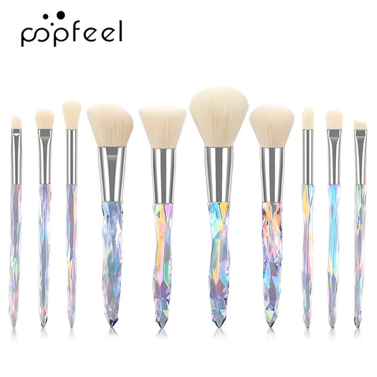 10-Piece Crystal Handle Makeup Brush Set