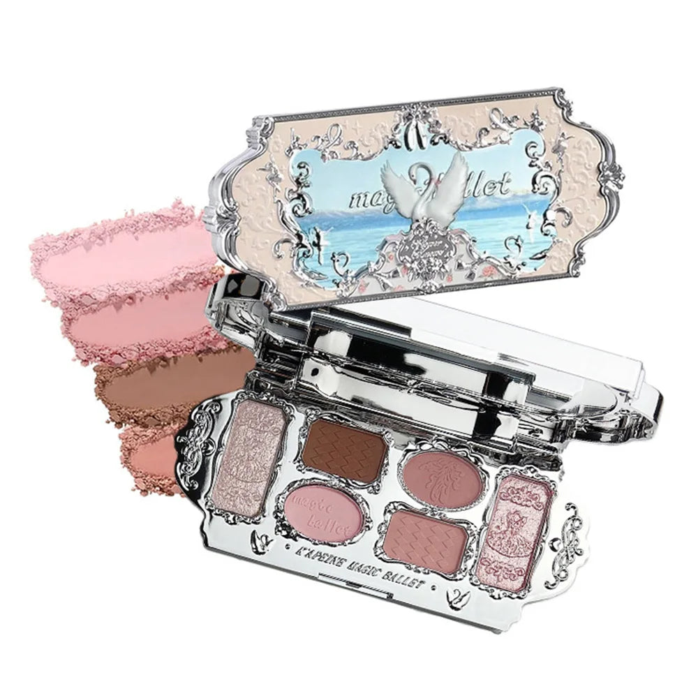 6-Color Shimmer Eyeshadow & Highlighter Makeup Palette - 14