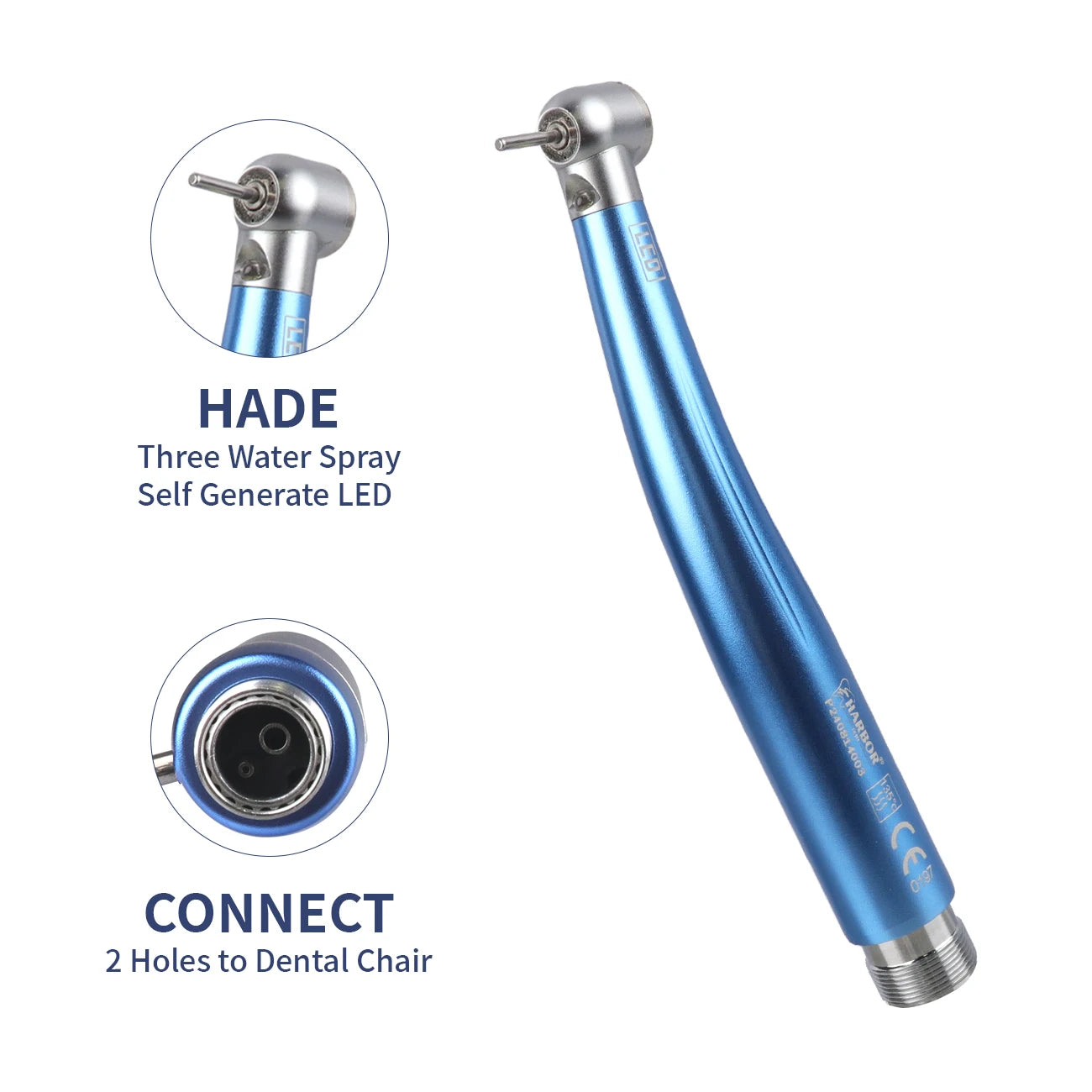 LED Dental High-Speed Handpiece with Triple Water Spray - 12