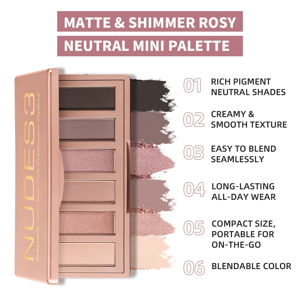 6-Color Rosy Neutral Eyeshadow Palette - 2