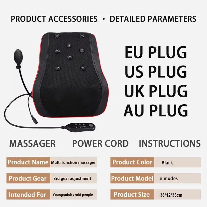 Electric Heated Shiatsu Neck and Back Massage Pillow - 32