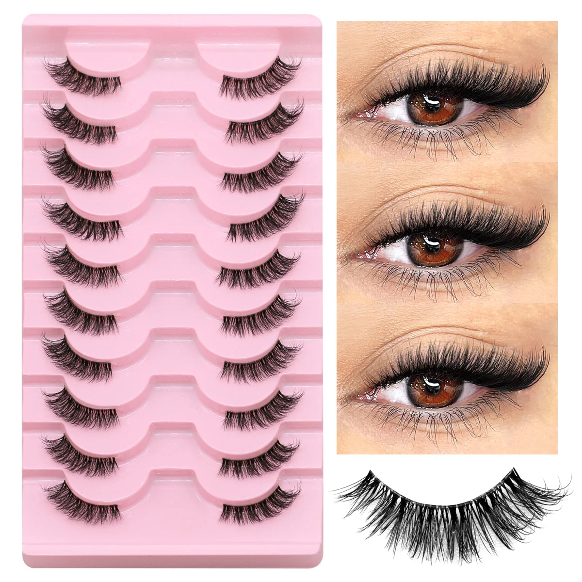 Natural Cat Eye Half Lashes with Invisible Band - 11