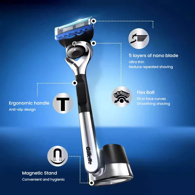 5-Blade Precision Shaving Razor with Magnetic Stand - 6
