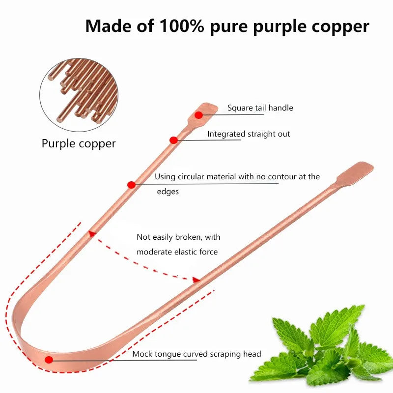 Pure Copper Tongue Scraper for Fresh Breath and Oral Hygiene - 2