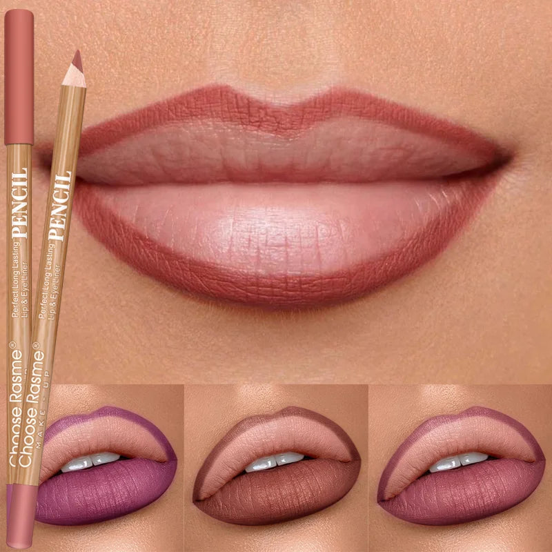 12-Color Waterproof Matte Lip Liner Pencil Set - 9