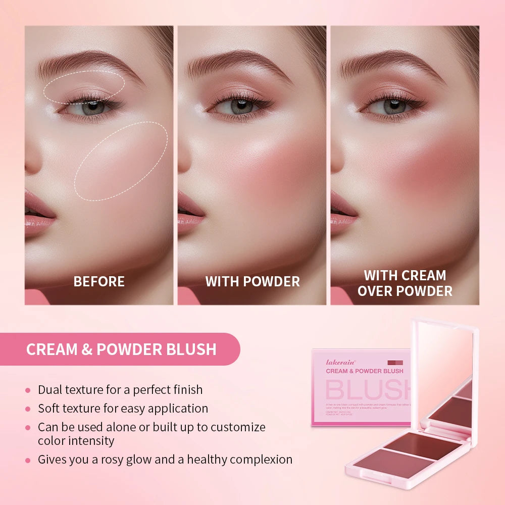 2-in-1 Cream and Powder Long-Lasting Blush Palette - 4