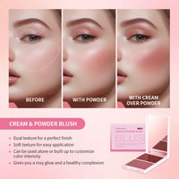 2-in-1 Cream and Powder Long-Lasting Blush Palette