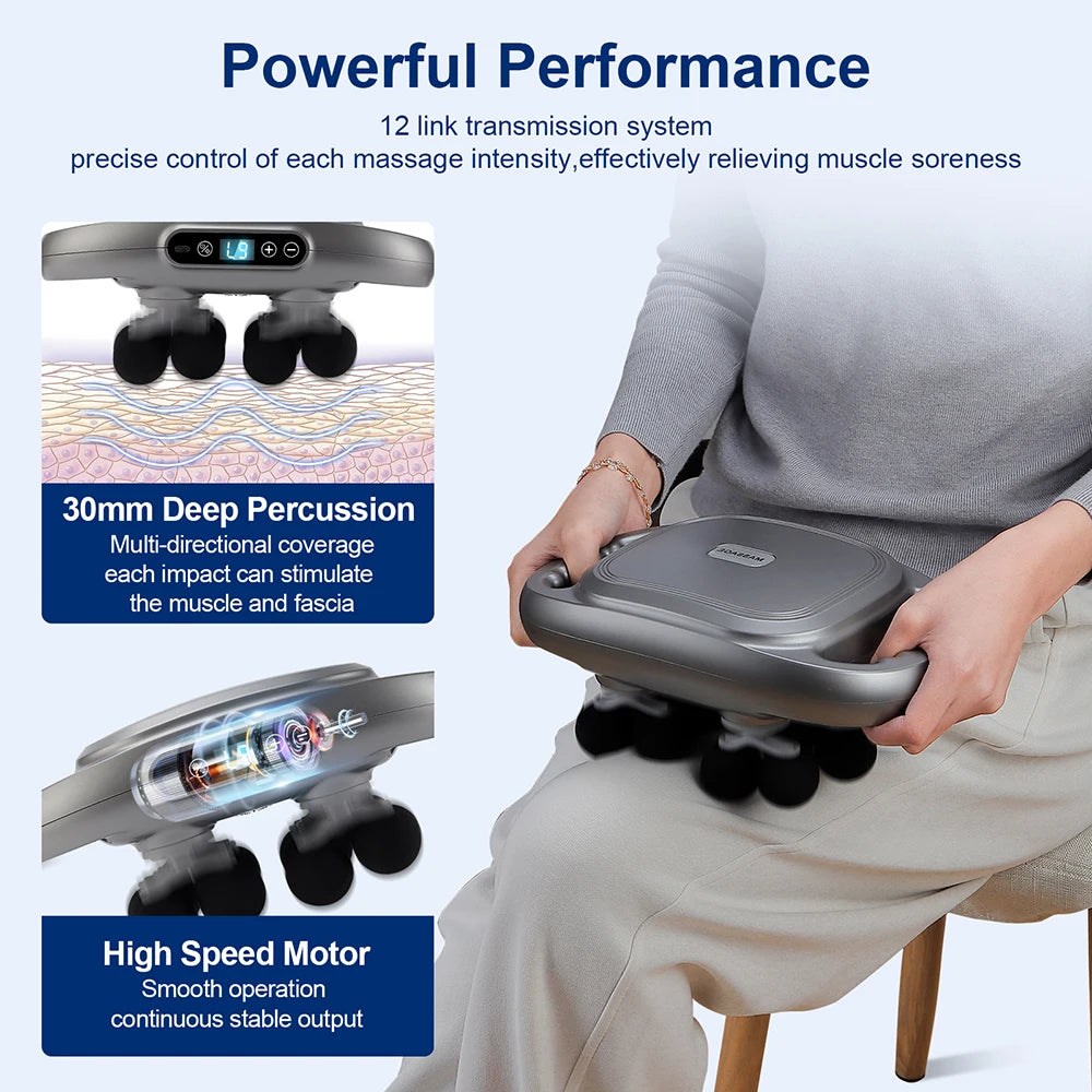 12-Head Handheld Deep Tissue Muscle Massage Gun - 6