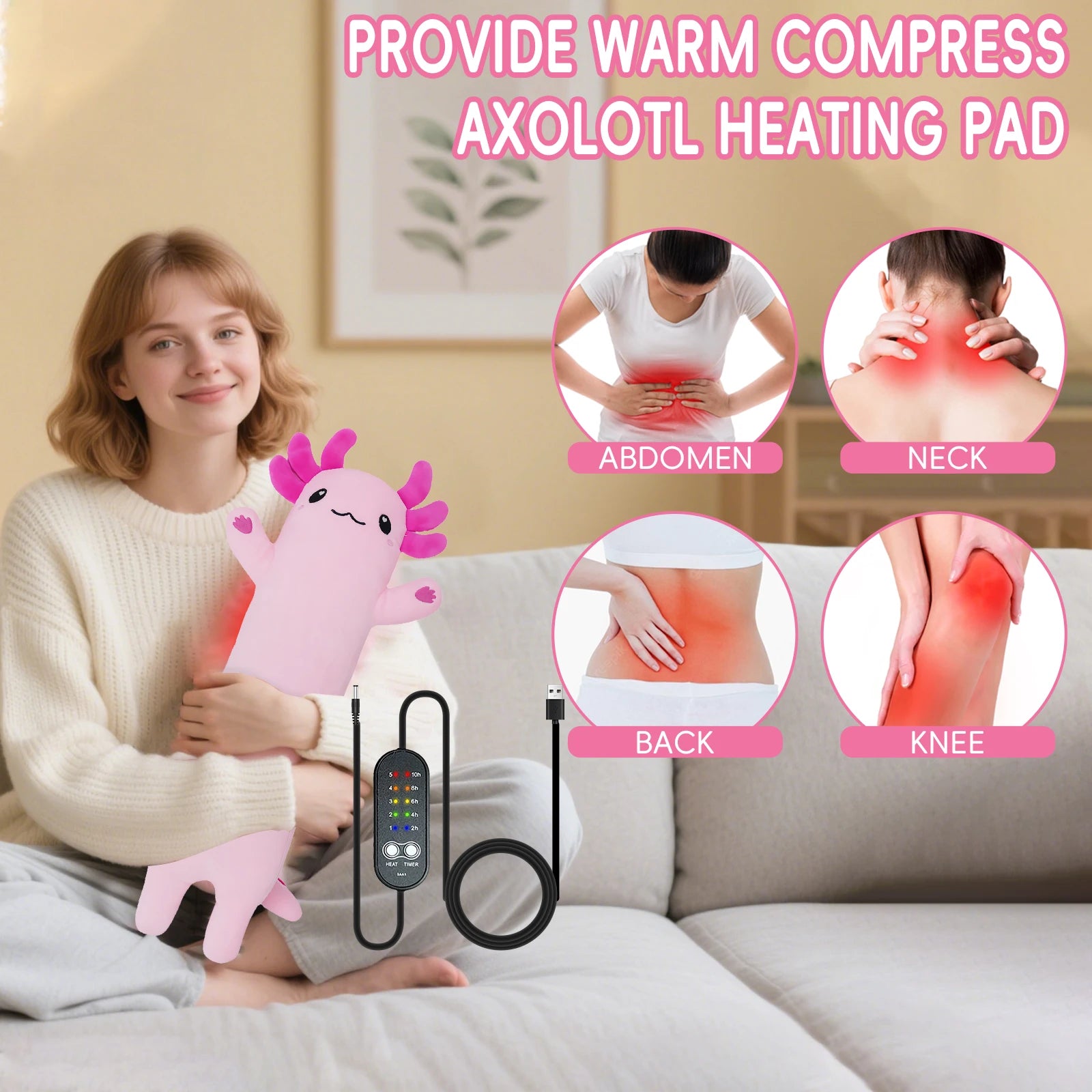 Axolotl Heated Plushie for Cramp Relief - 3