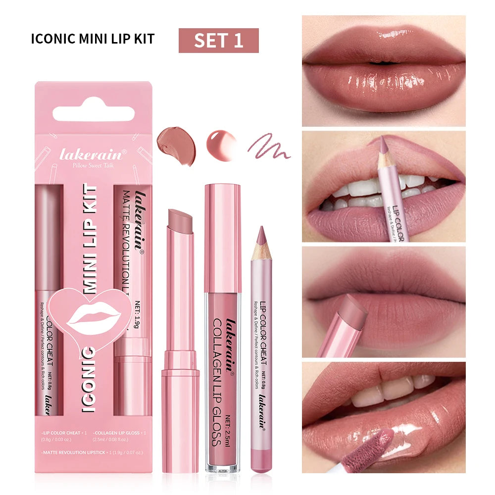 3-Piece Waterproof Matte Lip Makeup Set for Travel - 22
