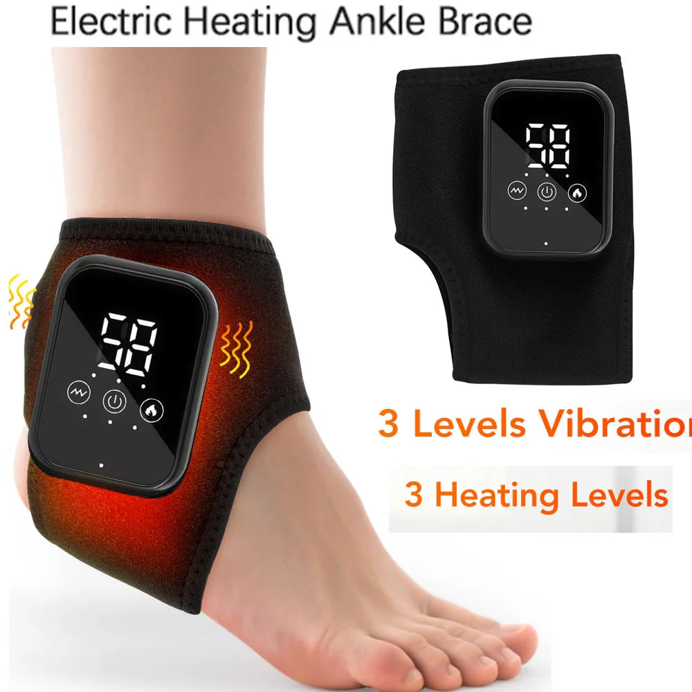 Electric Heated Ankle Brace Massager with Vibration Therapy - 35