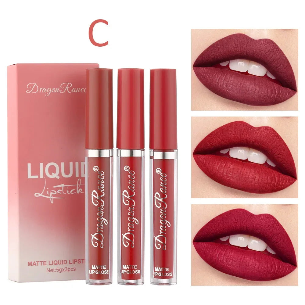 3-Piece Waterproof Matte Liquid Lipstick Set - 17