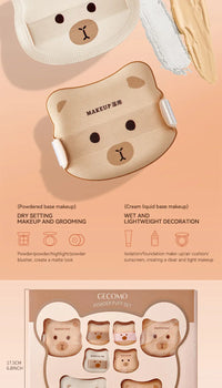 Cute Bear Makeup Powder Puff Set for Flawless Application