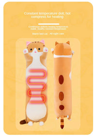 Heated Cat Plush Pillow for Pain Relief