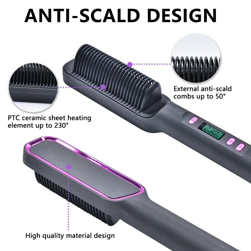 Professional Ceramic Hair Straightening Brush - 4