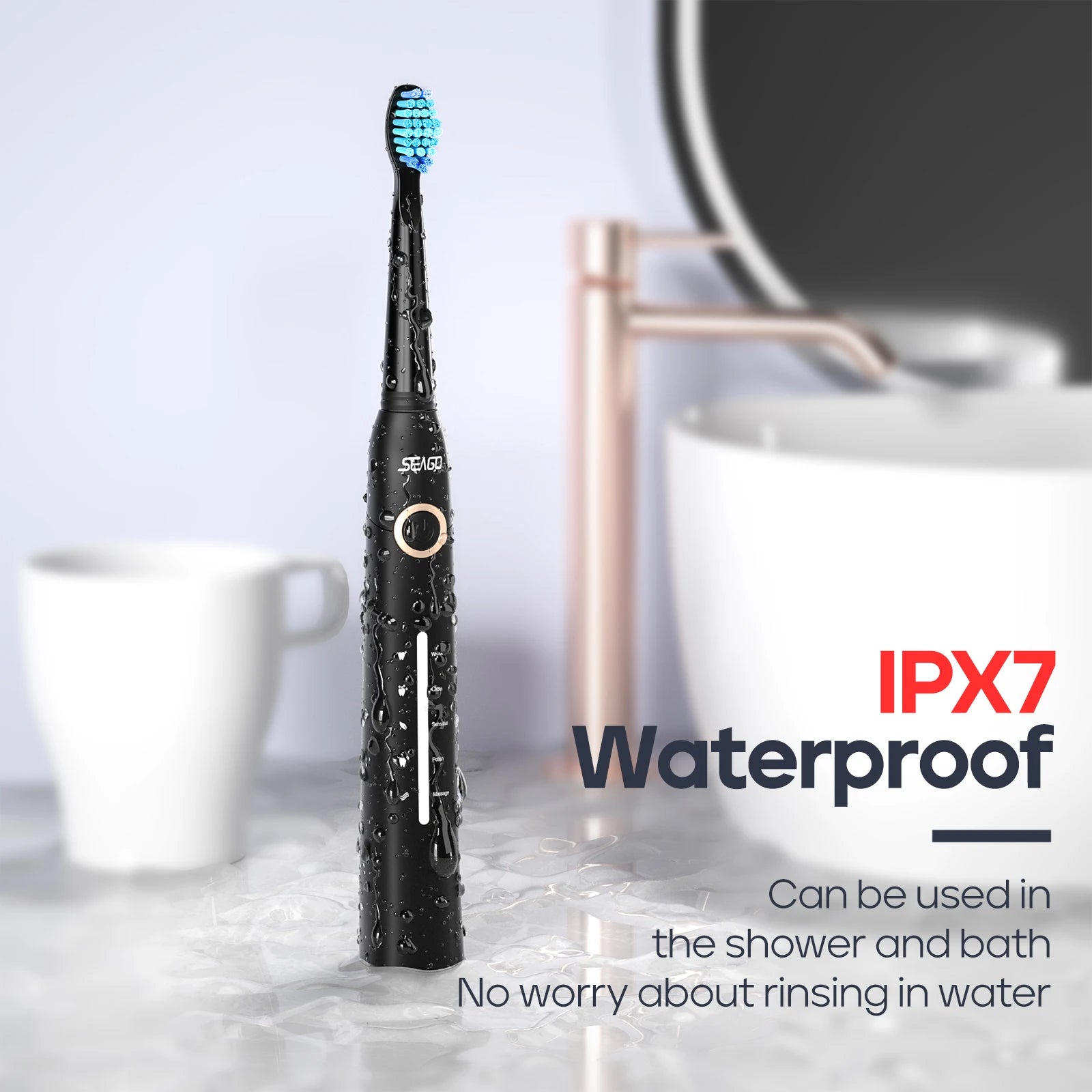 Rechargeable Ultrasonic Electric Toothbrush with 10 Replacement Heads - 6