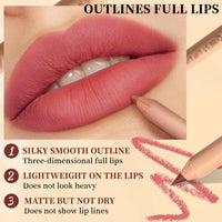 12-Color Waterproof Matte Lip Liner Pencil Set