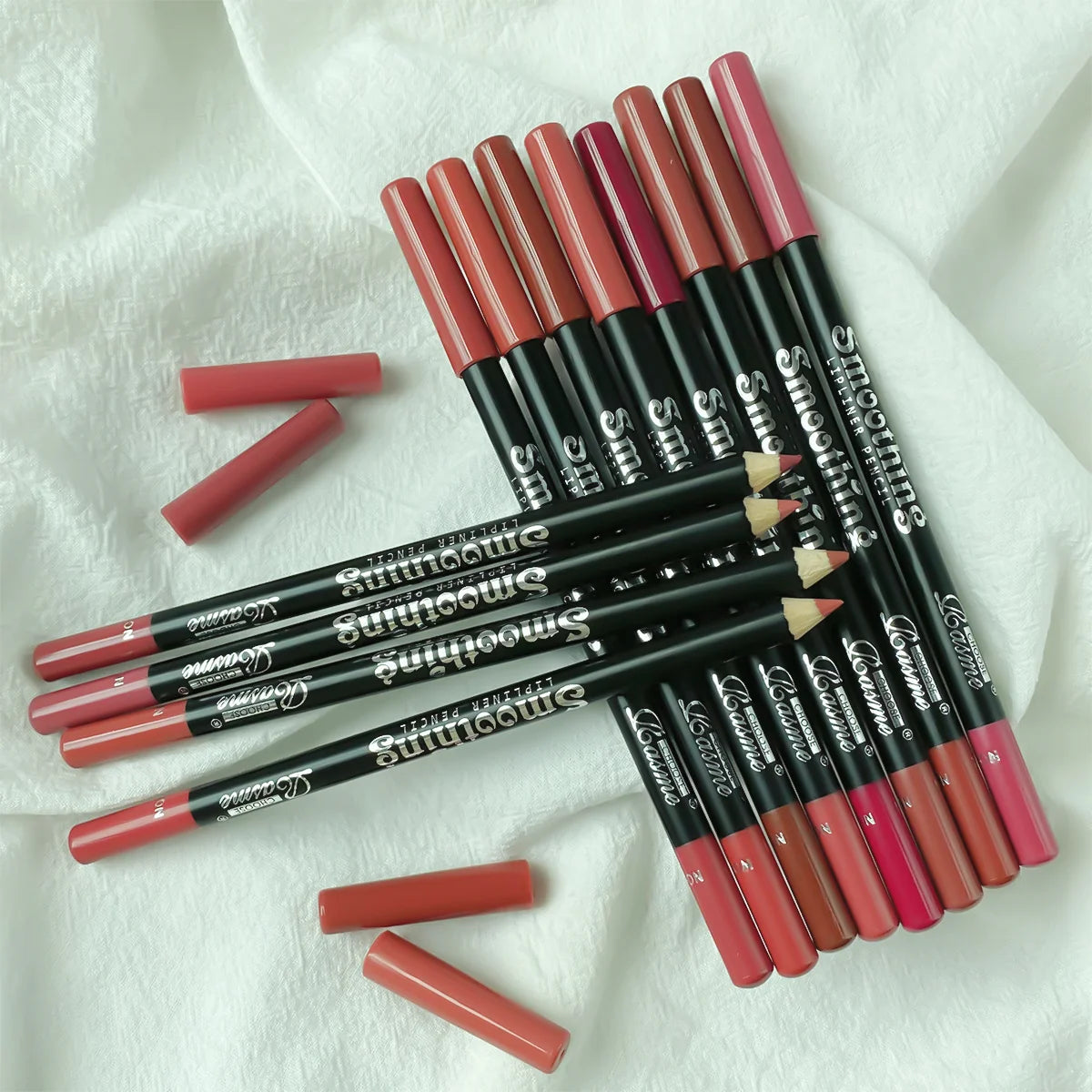 12-Color Waterproof Matte Lip Liner Pencil Set - 4
