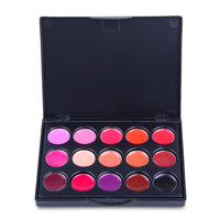 15-Color Long-Lasting Waterproof Lipstick Palette